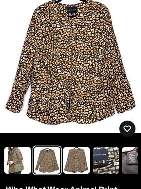 Who What Wear Leopard Print Button-Up Shirt - Black & Mustard
